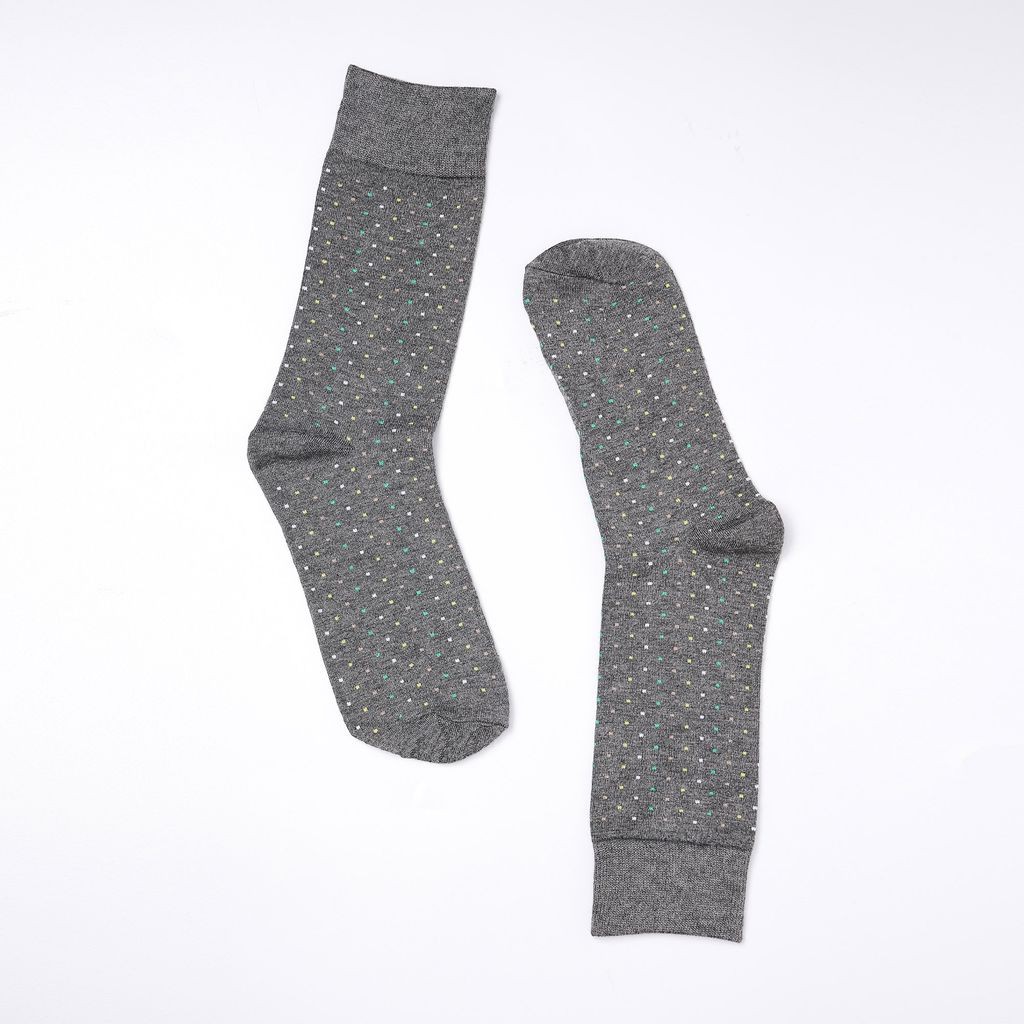Tất Cổ Cao Mang Giày Tây, Màu Xám Đậm Chấm Bi 2 Màu - Cotton Co Giãn Thấm Hút Tốt - Thương Hiệu Be Classy