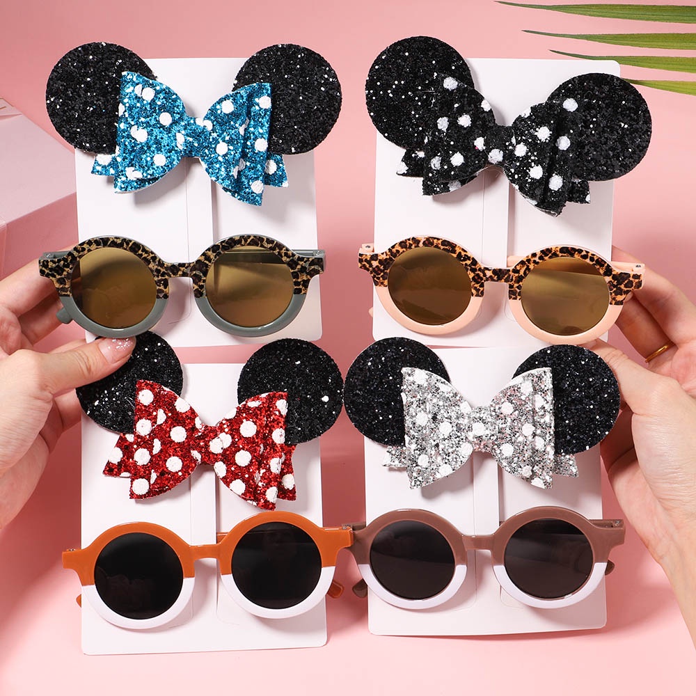 Set kẹp tóc/kính mắt Kidsbows hình chuột / báo đốm thời trang cho bé gái