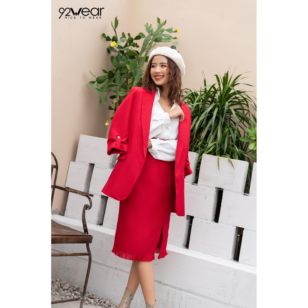 [Mã FAMALLT5 giảm 15% đơn 150k] Áo vest nữ blazer công sở dáng dài tay lỡ VDW0662 - 92WEAR | BigBuy360 - bigbuy360.vn