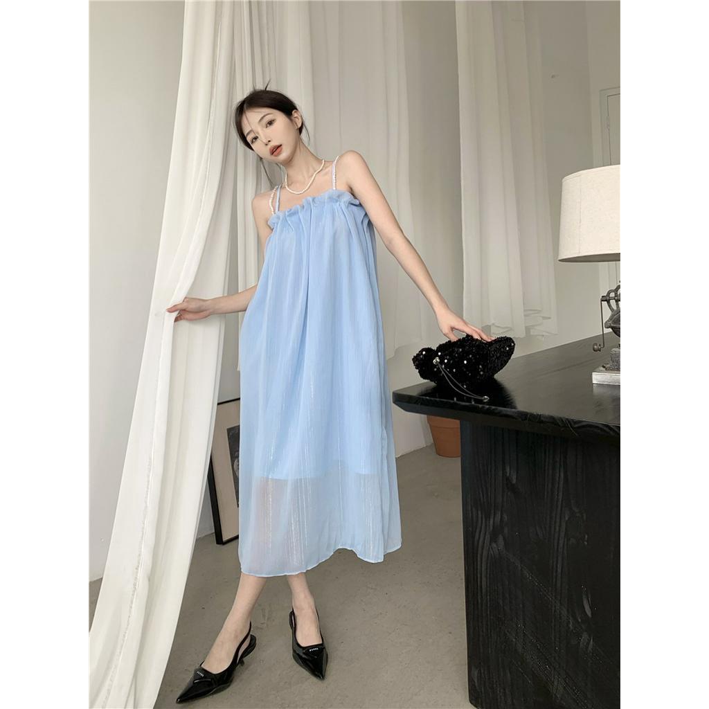 Đầm Hai Dây Phối Ngọc Trai Xinh Xắn 51279