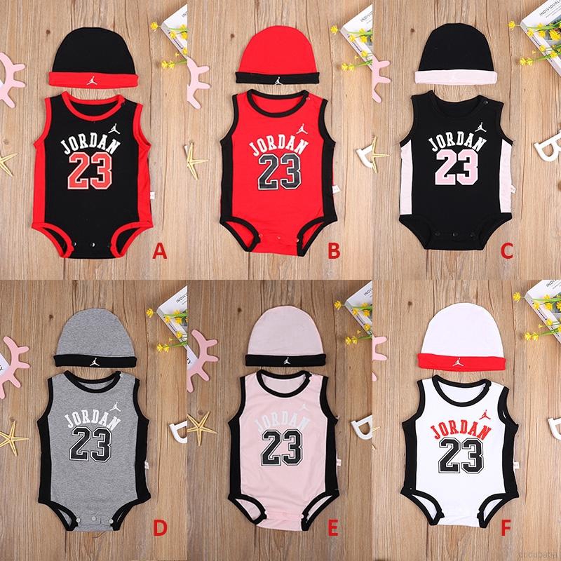 Set jumpsuit + mũ phong cách thể thao xinh xắn dành cho bé