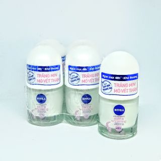Combo 4 chai Lăn Ngăn Mùi Nivea Extra Whitening Trắng Mịn Mờ Vết Thâm Chai 12ML