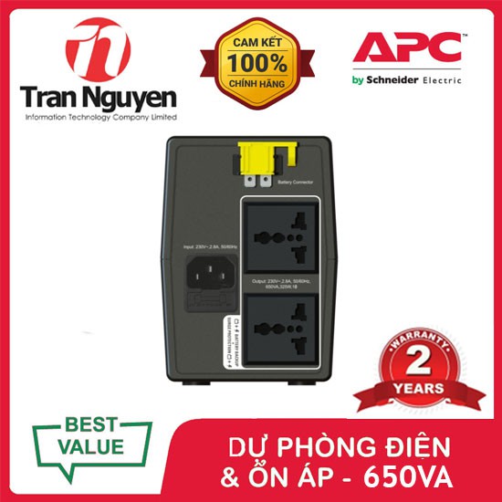 Bộ lưu điện APC BX650LI-MS Back-UPS 650VA 230V AVR Universal Sockets Hàng Chính Hãng