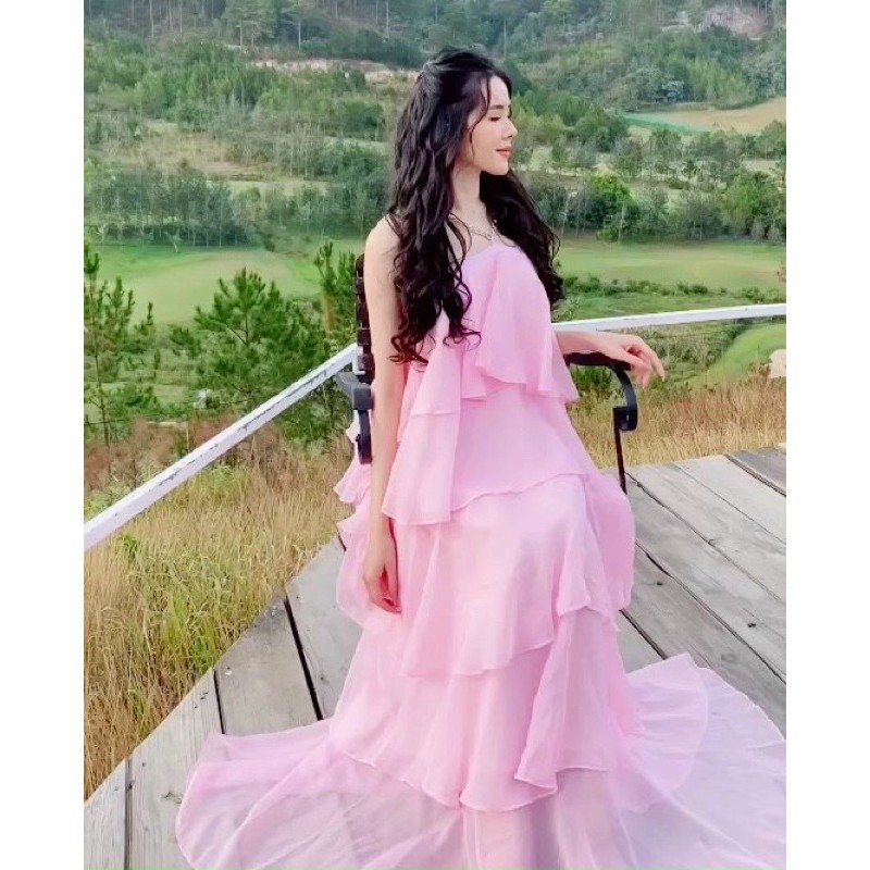 Đầm maxi 5 tầng nhiều màu đi biển chụp hình đi tiệc siêu hot | BigBuy360 - bigbuy360.vn