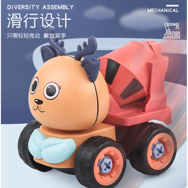 đồ chơi mô hình oto công trình xây dựng set 4  cute , cần cẩu, máy xúc... cho trẻ em,  cho bé thoả sức sáng tạo