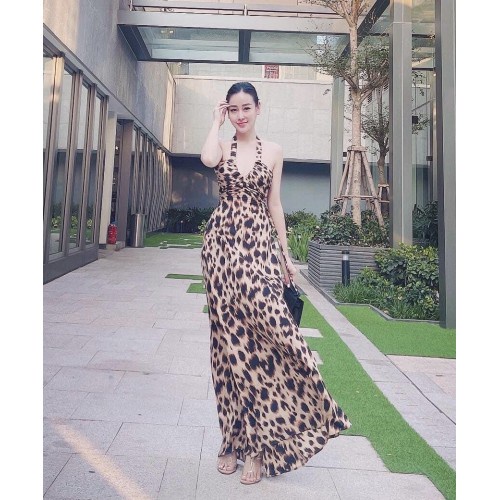 ĐẦM MAXI DA BEO QUYẾN RŨ CHẤT LƯỢNG ( HỞ LƯNG)