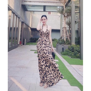 Đầm maxi da beo quyến rũ chất lượng
