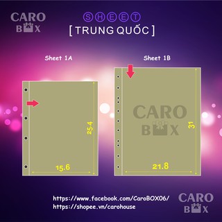 (Có Sẵn) SHEET TRUNG QUỐC (Loại 1, 2 Ô) - Bìa Nhựa Đựng Hình