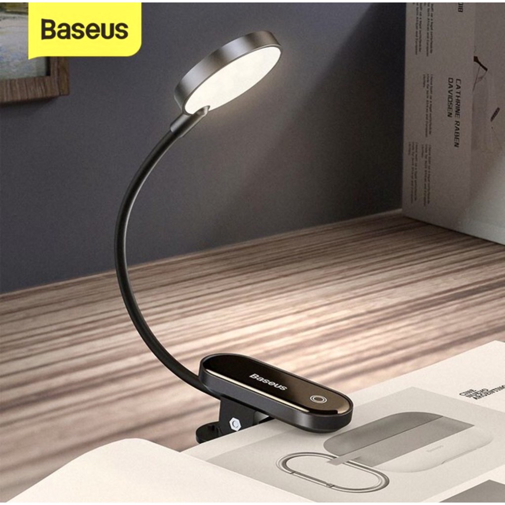 Đèn LED mini Baseus Đọc Sách không dây sạc USB - Cảm Ứng Chạm điều chỉnh 3 mức độ sáng - có thể Kẹp bàn tiện lợi