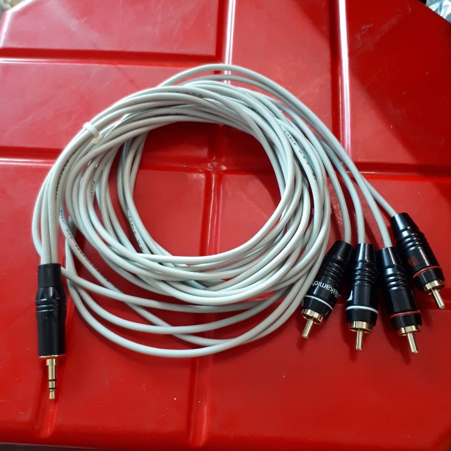 Dây 3.5 ra 4 đầu AV  loại tốt 1m