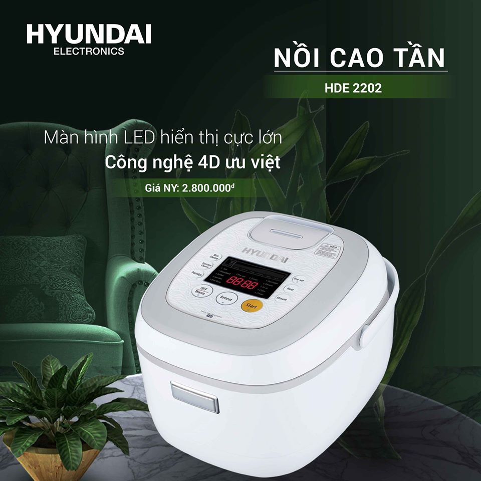 Nồi Cơm Điện Cao Tần Hyundai HDE 2202 1.5Lít chế độ nấu đa dạng lòng nồi phủ đa lớp chống dính an toàn cho người sử dụng