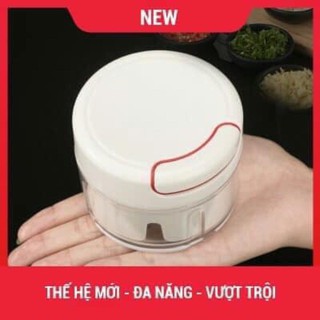máy xay tỏi ớt đa năng mini màu trắng, dụng cụ xay hành, tiêu cầm tay có dây kéo cao cấp