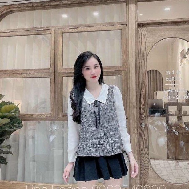 Áo sơ mi Dạ, Tay dài, Cổ trắng ph | BigBuy360 - bigbuy360.vn