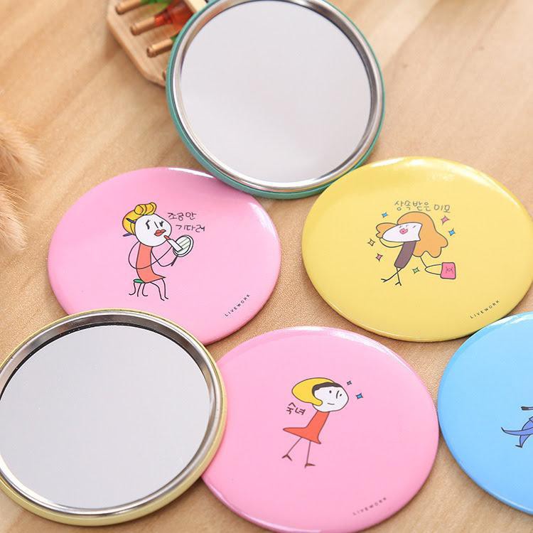 Gương Trang Điểm Mini Siêu Cute Cầm Tay Bỏ Túi Hàn Quốc Tiện Lợi Viền Kim Loại 1480 Shop Kho Tổng Vp88