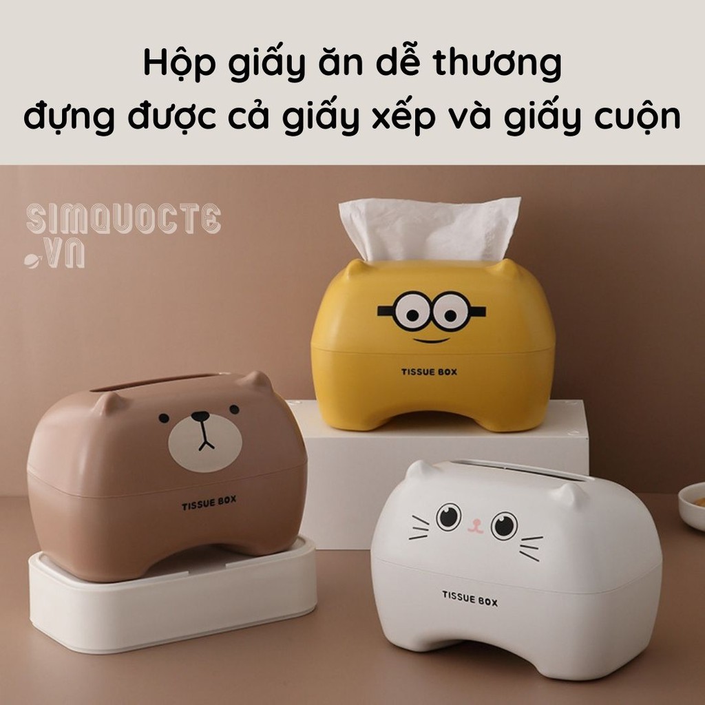 [Loại lớn] Hộp đựng giấy ăn nhựa cao cấp phong cách dễ thương