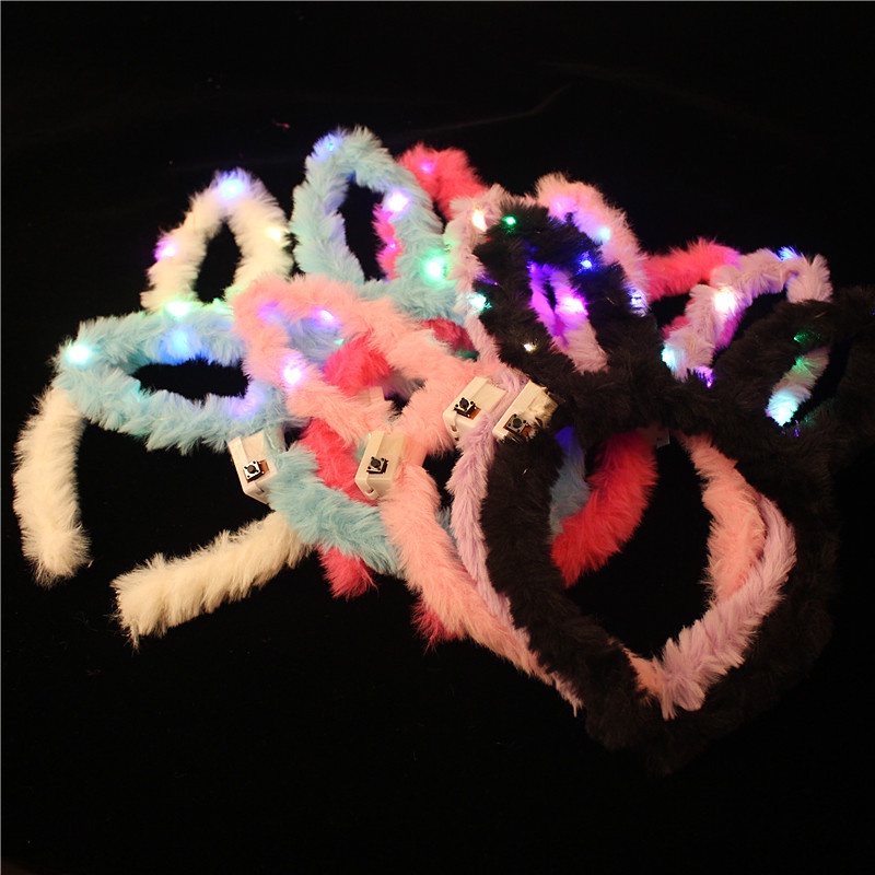 Băng đô hình tai thỏ có đèn led nhấp nháy 3 chế độ dùng khi lễ hội, noel