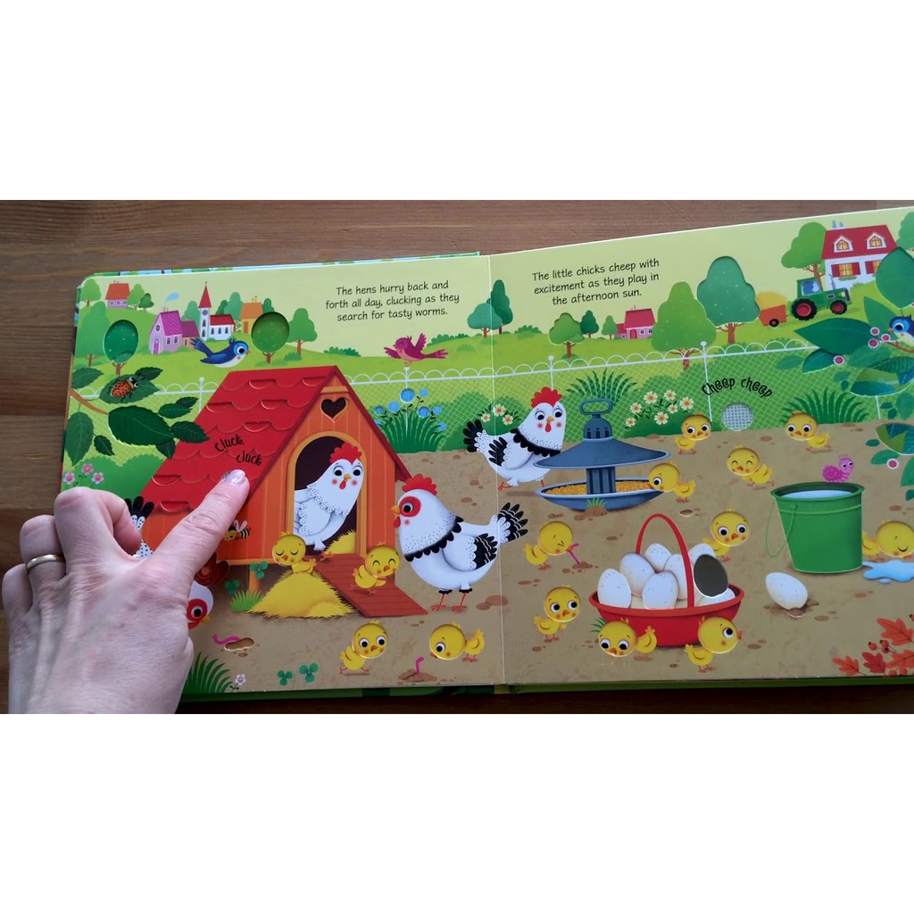 Sách âm thanh Farm Sounds Usborne có tiếng con vật tại nông trại cho bé 6 tháng, 1 tuổi, 2 tuổi