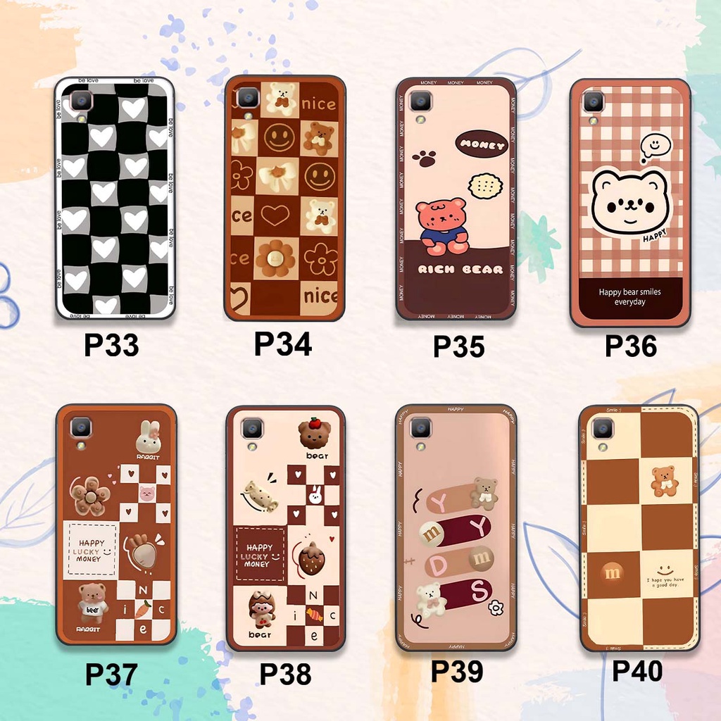 Ốp lưng điện thoại oppo f1 / f1w / a35 in hình họa tiết ô vuông, trái tim, gấu cute