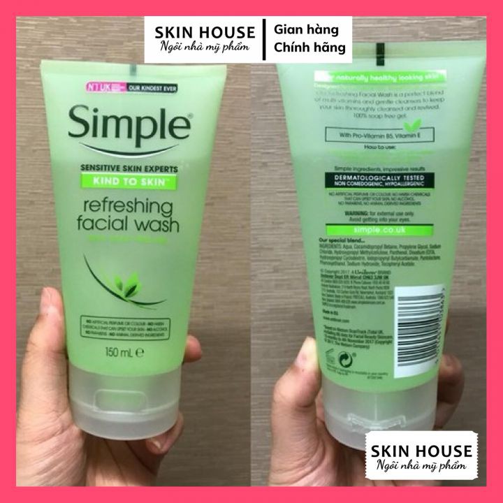 Sữa Rửa Mặt Simple - Sữa Rửa Mặt Simple Gel Kind To Skin Refreshing Facial Wash Gel 150ml