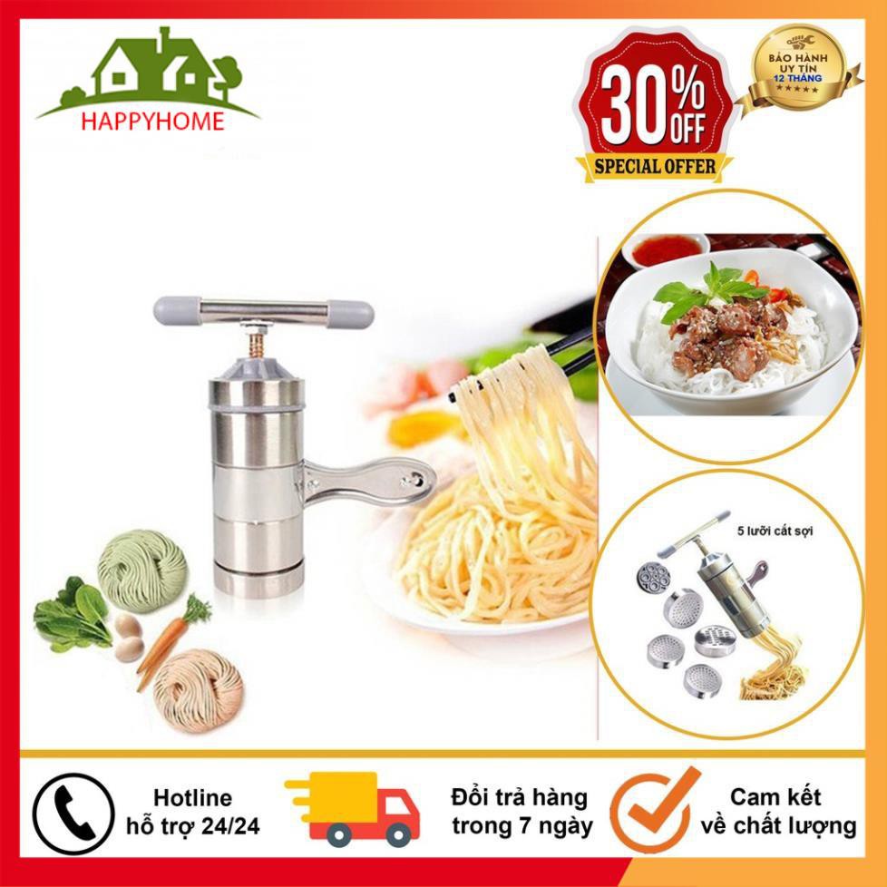 Máy Làm Bún, Mỳ Tươi Tại Nhà Bằng Inox, Tặng Kèm Bộ 5 Size Bún