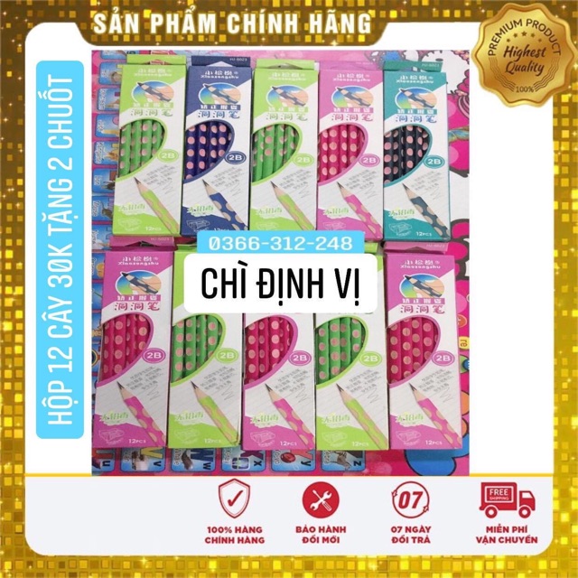 Bút Chì Định Vị Tay Cầm Cho Bé bán lẻ 1 cây, 1 hộp 12 cây tặng thêm 2 chuốt chì xịn sò