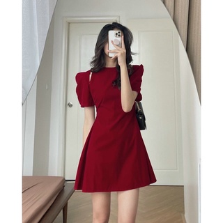 [Video+Ảnh thật] Váy thiết kế dự tiệc, dạ hội kỷ yếu prom, đầm nhung công chúa, Váy nhung chữ A tay bồng cut out