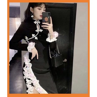 ♥️đầm,váy sườn xám viền bèosize s,m,l
