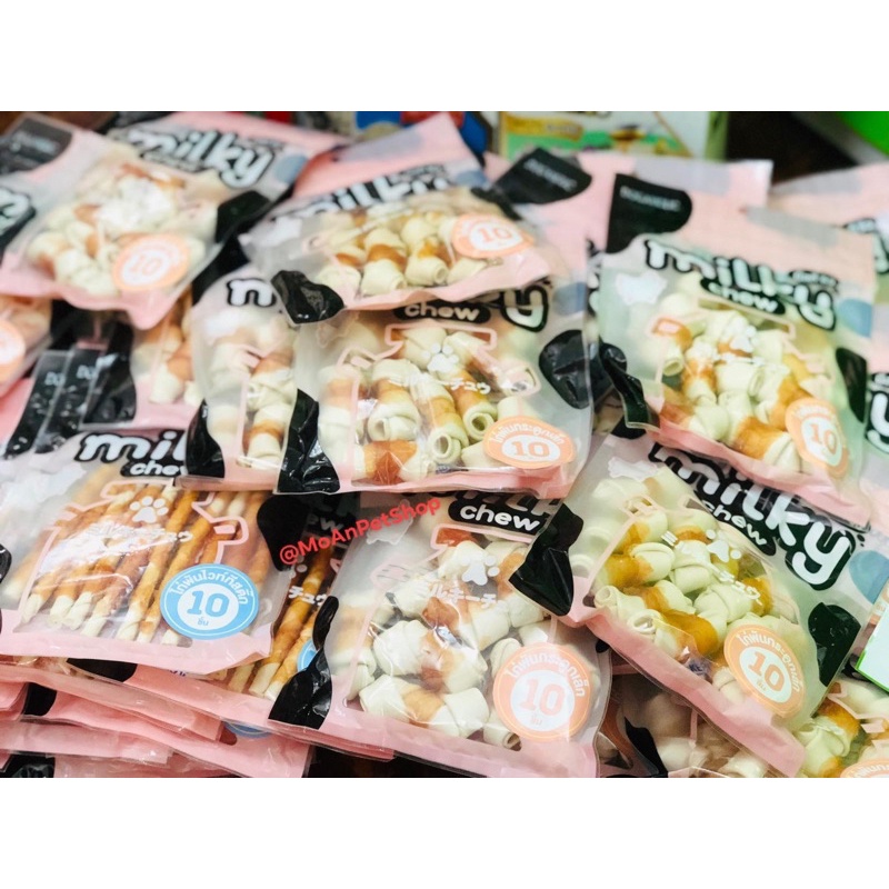 Que / xuơng gặm sữa dẻo cuộn gà Milky chew (gói 10 cây)