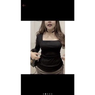Áo thun gân cổ vuông bigsize kì vũ