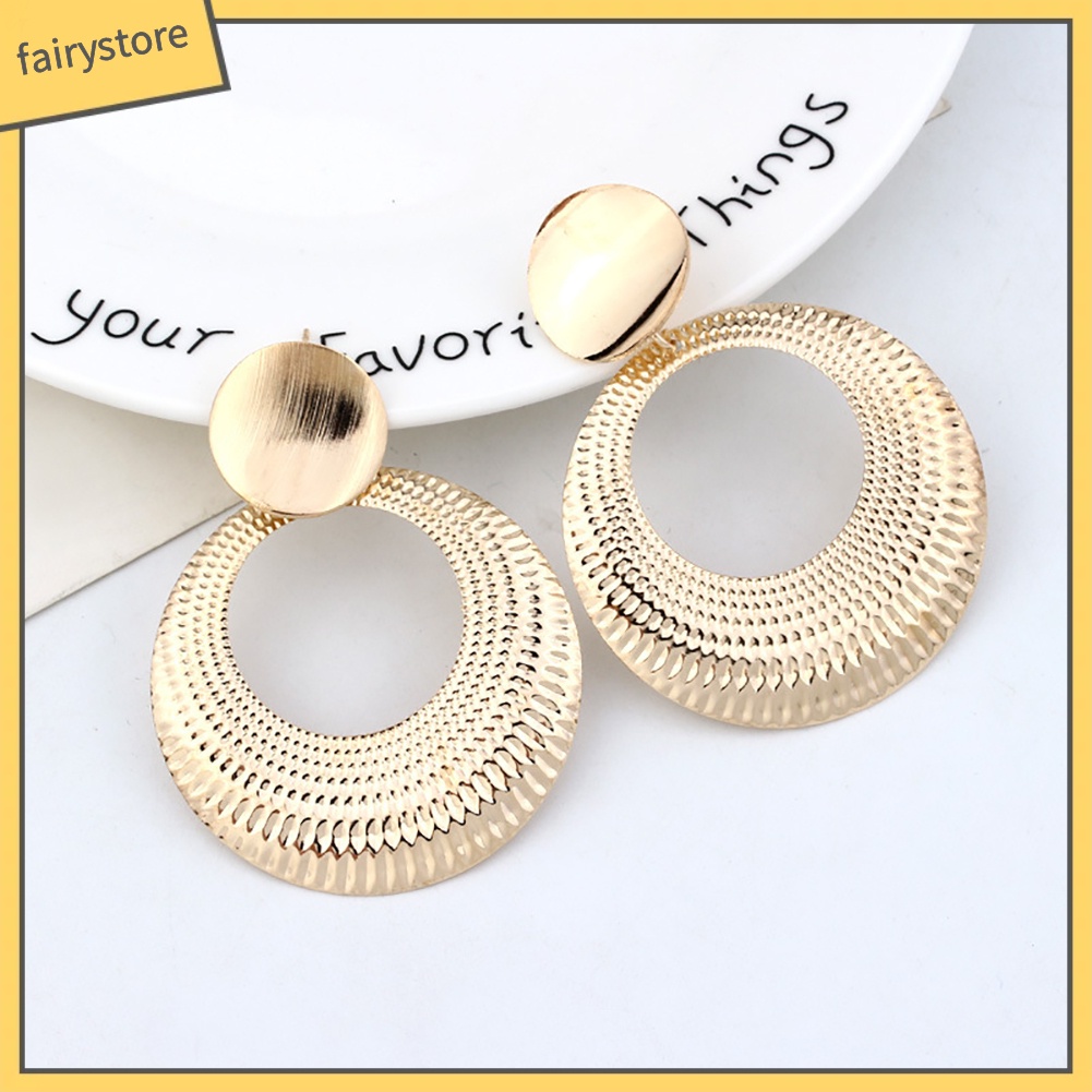 Bông tai mặt tròn dáng dài thiết kế độc đáo hợp thời trang