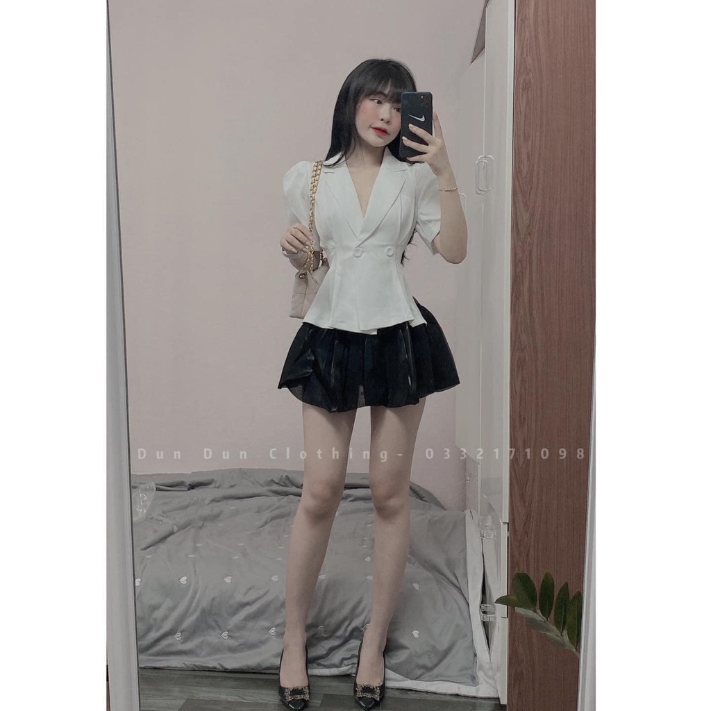 SET ÁO VEST CỘC TAY BỒNG MIX CHÂN VÁY TƠ LÓT QUẦN | BigBuy360 - bigbuy360.vn