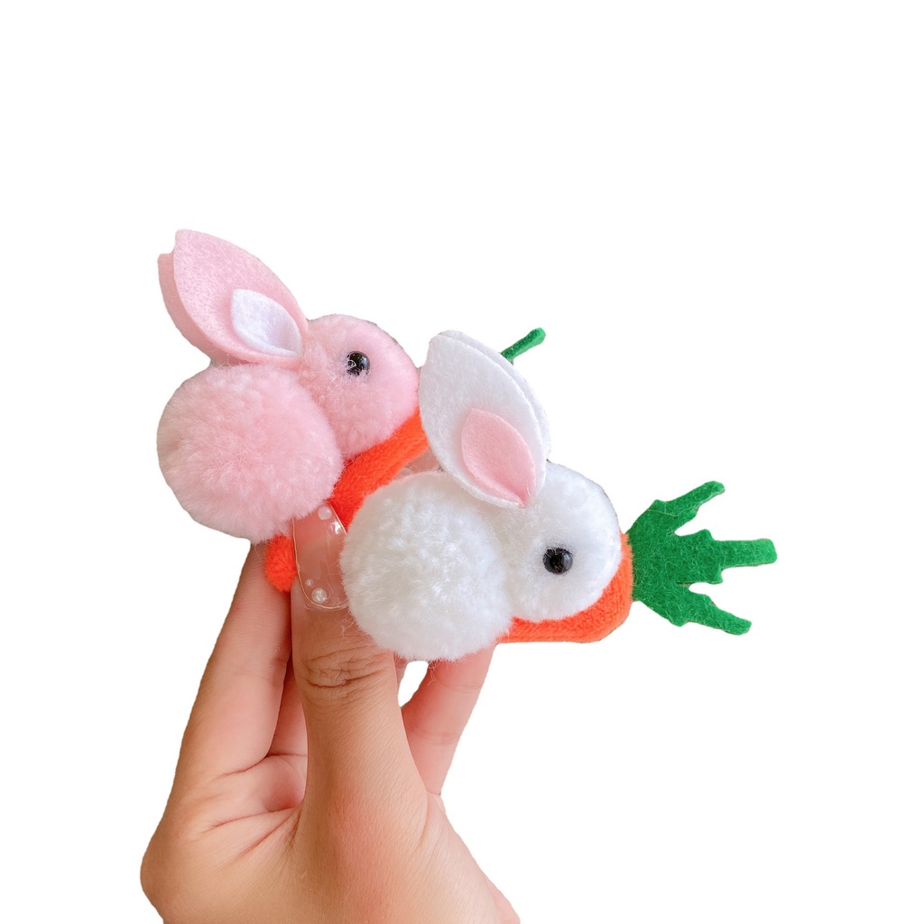 Kẹp tóc mái hình thỏ yêu cà rốt dễ thương phong cách Nhật Hàn dành cho bạn nữ dùng khi muốn tẩy trang