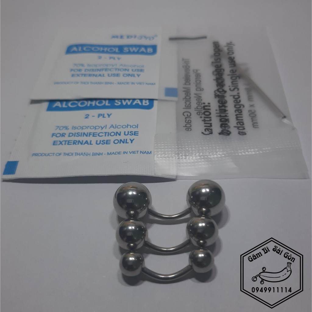 Khuyên Chùy CONG 2 bi sz TO/ khuyên 2 đầu bi CHO NAM