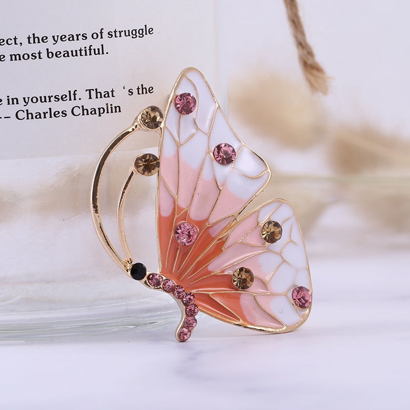 Ghim cài áo hình bươm bướm đính kim cương pha lê giả thời trang dành cho nữ