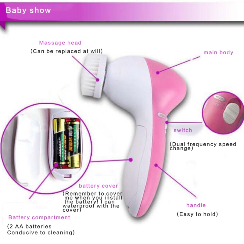 Máy Rửa Mặt Mát Xa 5 Trong 1 Chạy Điện Giúp Làm Sạch Lỗ Chân Lông