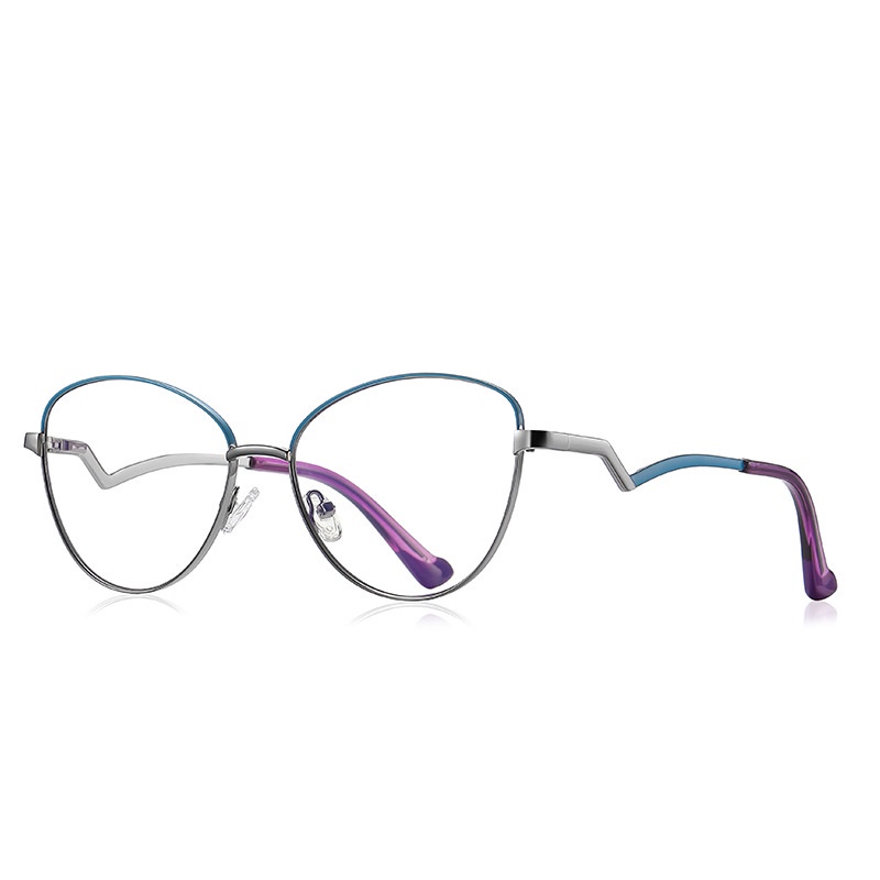 Mắt Kính Gọng Kim Loại Cong Tròng Chống Ánh Sáng Xanh Thời Trang Phương Tây