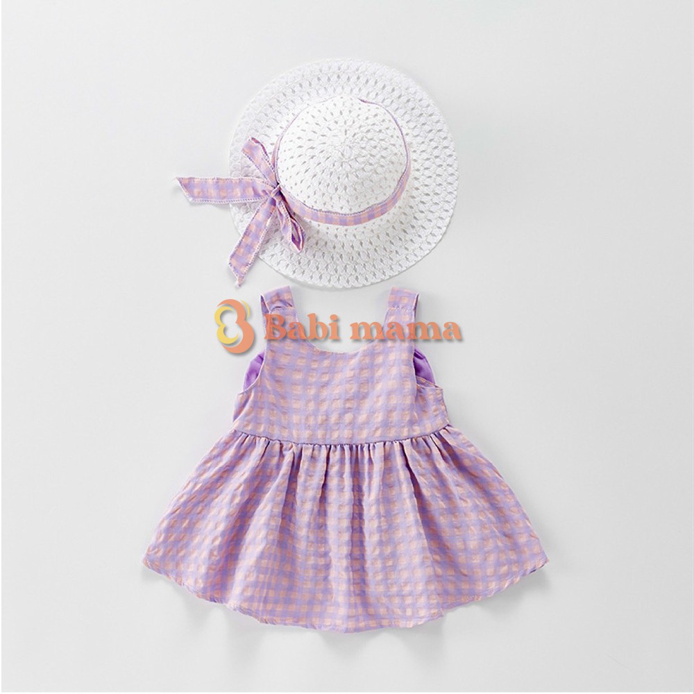 Set Váy Bé Gái Kèm Mũ Nơ Đáng Yêu Cho Bé Từ 6-18kg V23-2021