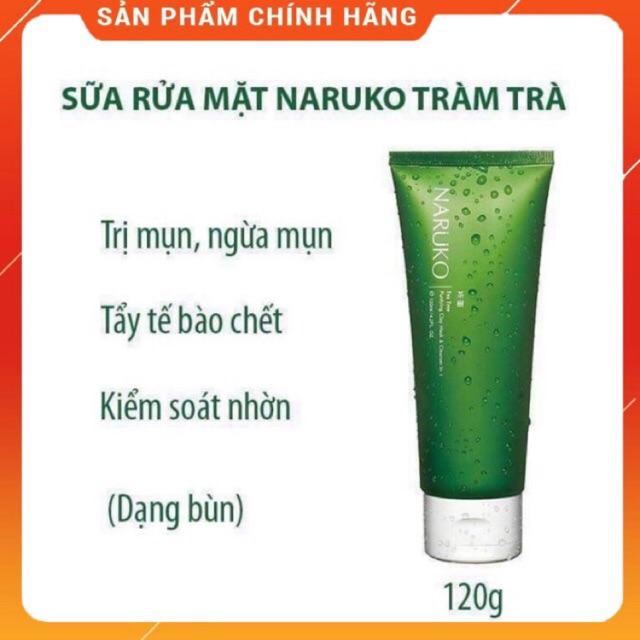 Sữa Rửa Mặt Trà Xanh Naruko 🌸 FREESHIP 🌸 Sữa Rửa Mặt Naruko Chính Hãng Đài Loan 100% Bùn Khoáng 3 Trong 1 120g