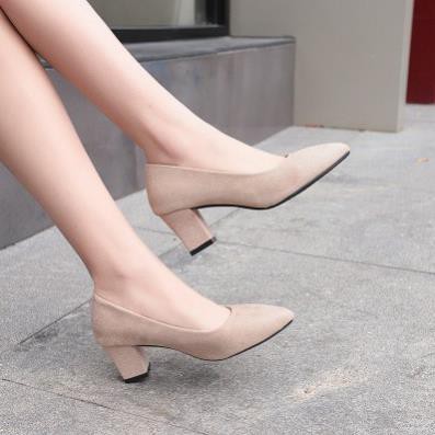 Giày cao gót bít mũi công sở 7p da lộn model mới
