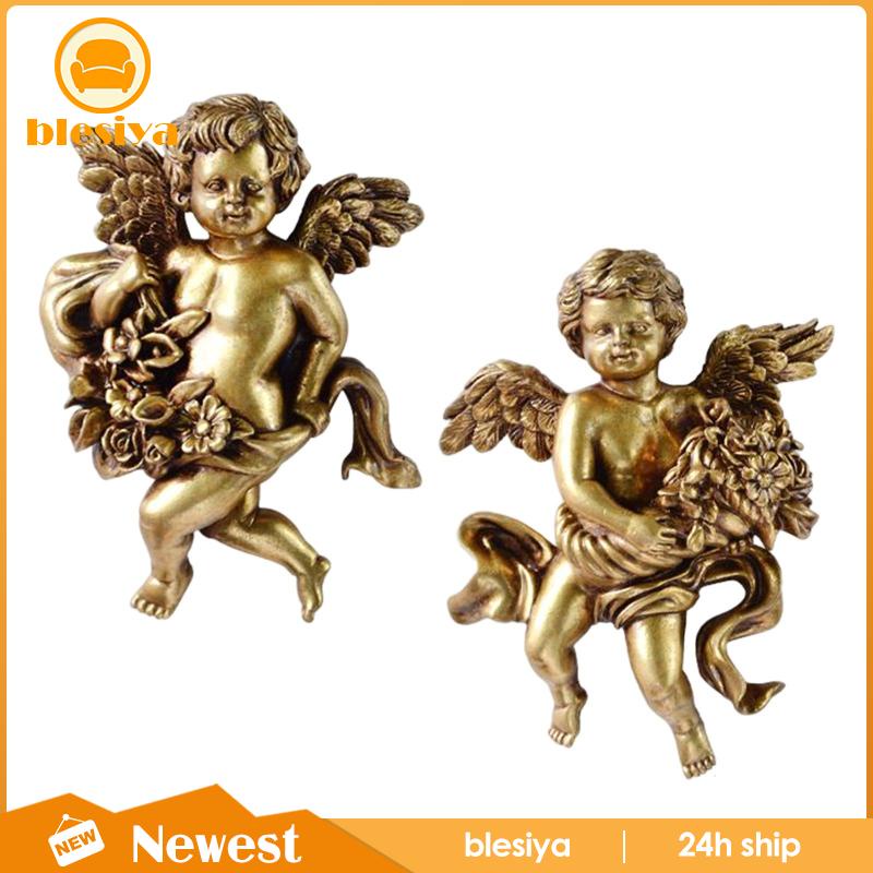 Bộ 2 Bức Tượng Thiên Thần Cherub Điêu Khắc Treo Tường Trang Trí Phòng Ăn