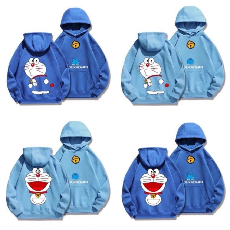 (Video+Ảnh thật)Áo hoodie doremon unisex nam nữ chất nỉ form rộng nón to chùm đầu in hoạt hình Doraemon dễ thương