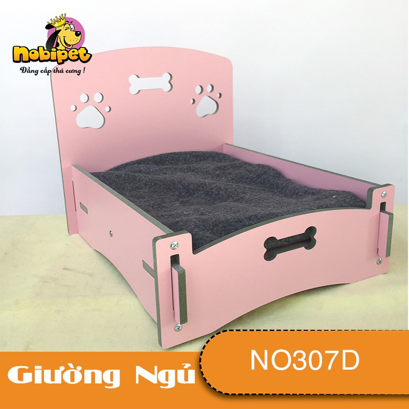 Giường Ngủ Gỗ Lắp Ráp Queen Mini Màu Hồng Cho Dòng Chó Mèo Nhỏ