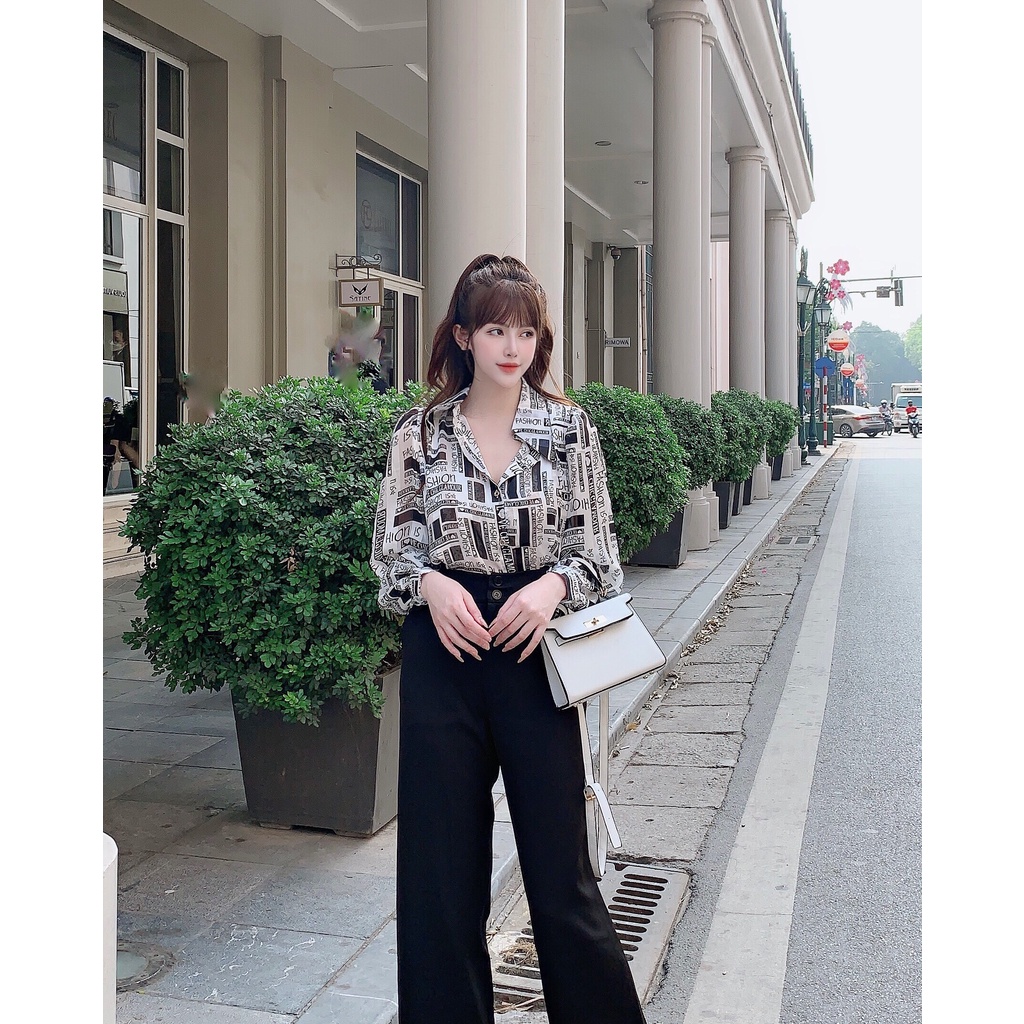 Áo sơ mi hoạ tiết chữ chất liệu lụa thời trang thoáng mát - LL012 | BigBuy360 - bigbuy360.vn