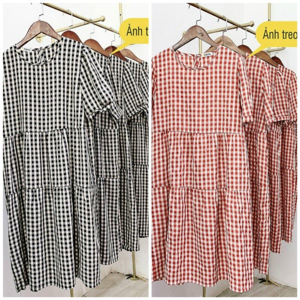 Đầm bầu dáng suông babydoll 3 tầng onesize đến 68kg