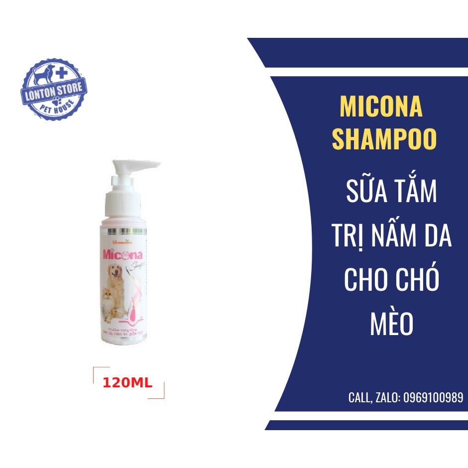 [DIỆN MẠO MỚI ] VEMEDIM Sữa Tắm Mèo Phòng Nấm Da, Viêm Nang Lông Micona Shampo  120ml - Lonton Store