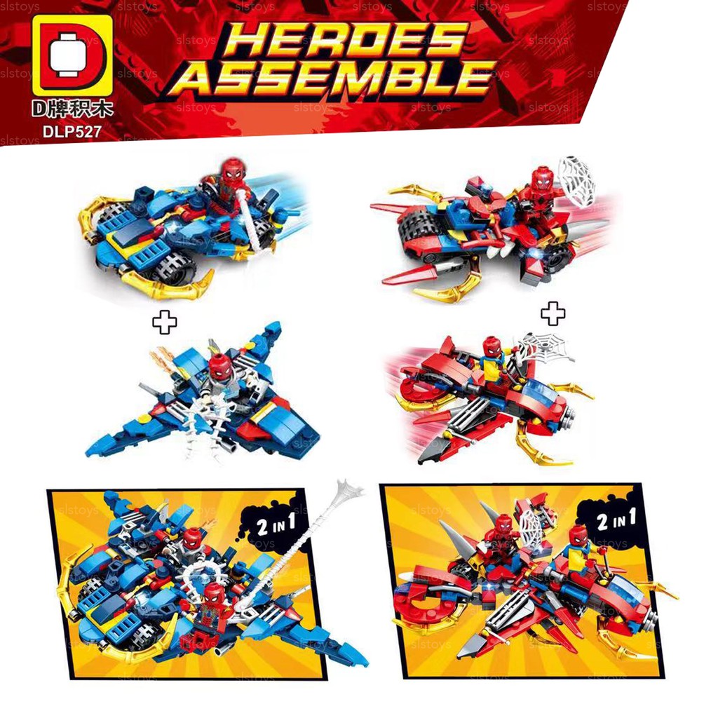 Lắp ráp xếp hình Lego siêu anh hùng Spider man dlp 527: Người nhện cùng cỗ máy