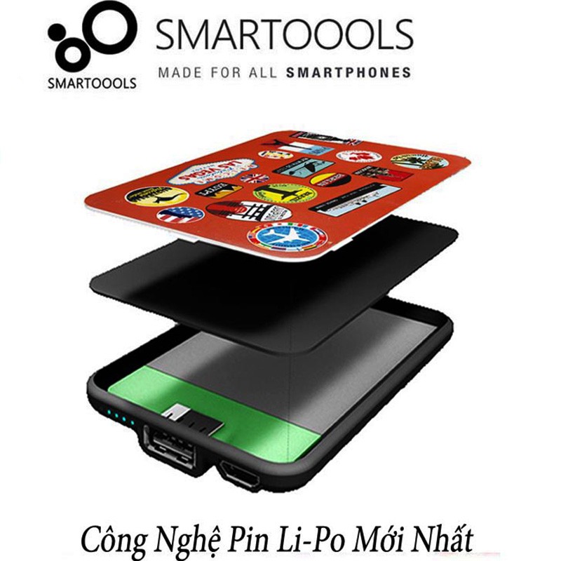 Pin Sạc Dự Phòng Độc Đáo Chính Hãng SmarToools 10000mAh Hình TRAVEL AROUND (Tặng Kèm Cáp)