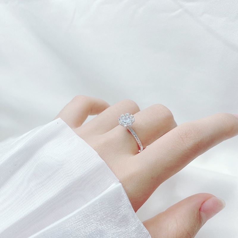 Nhẫn nữ bạc ta, hoa mặt trời dáng cao MAINOMI mã kèm quà, đài hoa cao ý nghĩa
