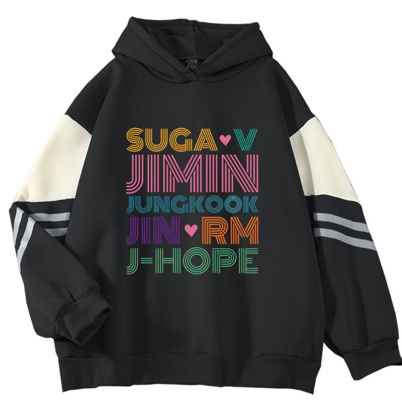 KPOP Hoodie BTS Suga V Jimin Rm J-hope Jungkook Same Sweatshirt Oversize Loose Couple Wear Men's and Women's College Style Fashion Street Hip Hop Jacket Student Harajuku Casual Top