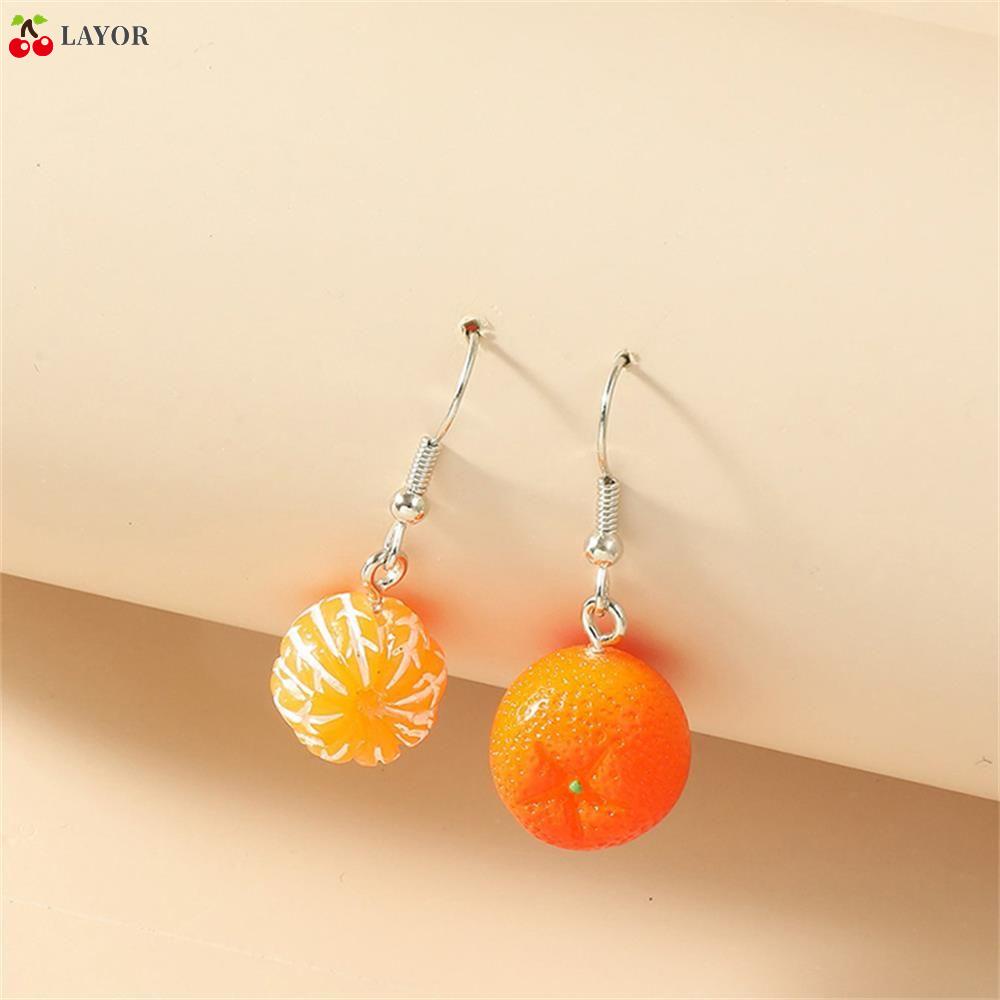 Khuyên Tai Acrylic Hình Trái Cam Kiểu Bất Đối Xứng Thời Trang Cho Nữ
